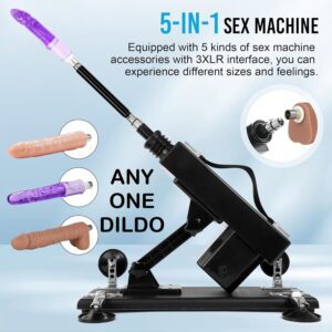 Automatic Thrusting Sex Machine – Quiet Powerful Motor, 7 Attachments, Unisex (Black)
